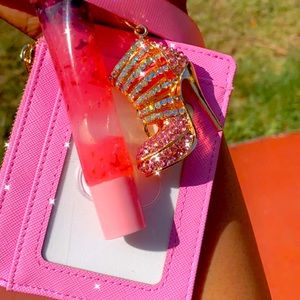 Rose lipgloss keychain